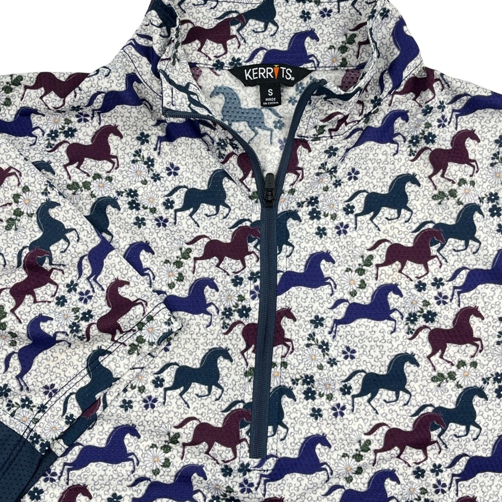 Kerrits Womens Ice Fil Short Sleeve Riding Top 1/4 Zip Horse Blue Purple Small